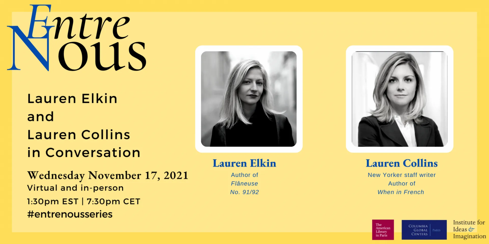 Entre Nous: Lauren Elkin and Lauren Collins in conversation